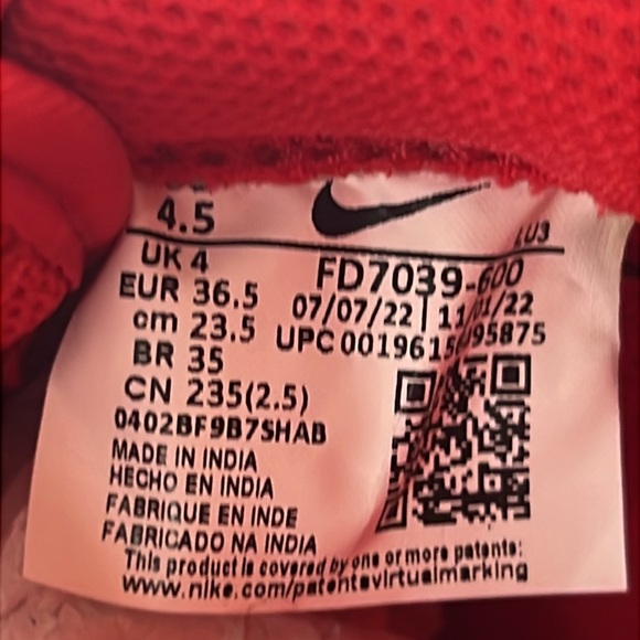 Nike Air Force 1 Low Retro  University Red White Sz 4.5 men New no box unisex - Picture 14 of 14